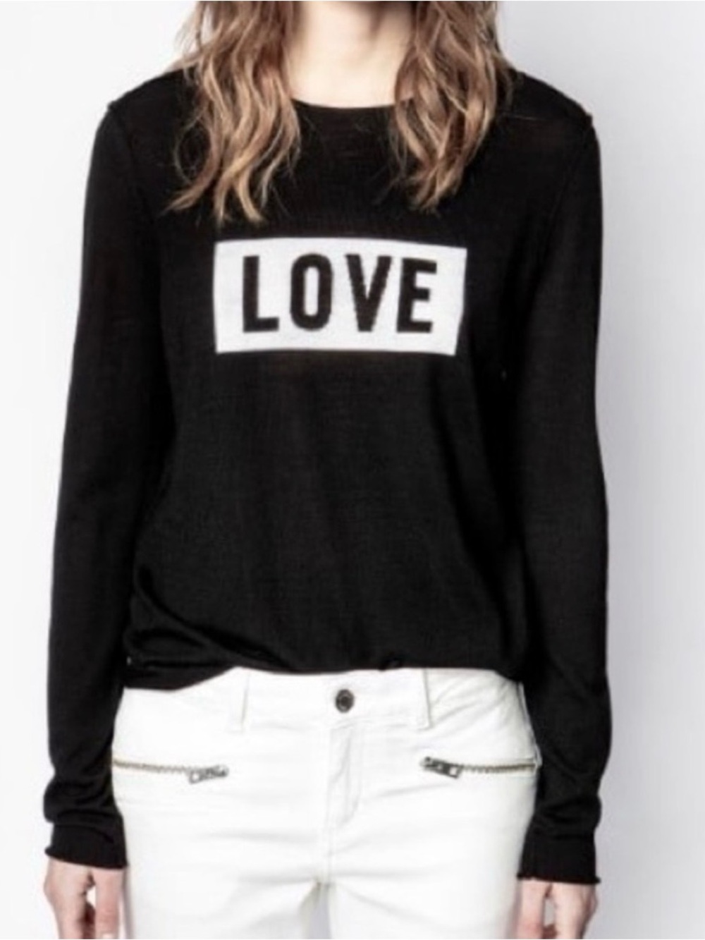 Zadig & Voltaire Black Sweatshirt with White LOVE Panel